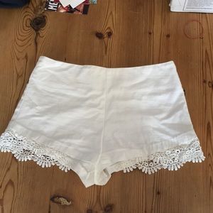 White laced shorts